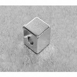 B888-3 Neodymium Block Magnet, 1/2" x 1/2" x 1/2" (- 3/16" hole)