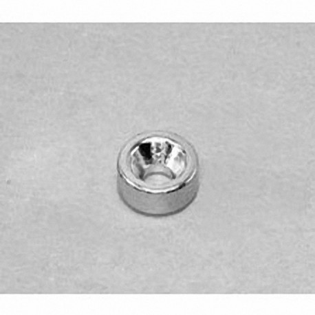 R622CS-S Neodymium Ring Magnet, 3/8" od x 1/8" id x 1/8" thick with countersunk hole for 4 screw
