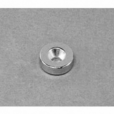 R822CS-N Neodymium Ring Magnet, 1/2" od x 1/8" id x 1/8" thick with countersunk hole for 4 screw