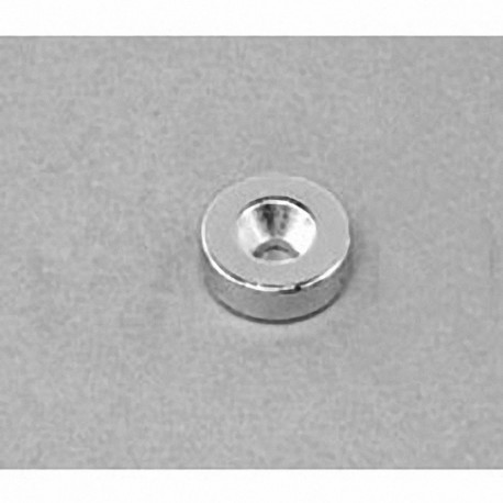 R822CS-S Neodymium Ring Magnet, 1/2" od x 1/8" id x 1/8" thick with countersunk hole for 4 screw