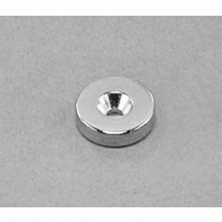 RA22CS-S Neodymium Ring Magnet, 5/8" od x 1/8" id x 1/8" thick with countersunk hole for 6 screw