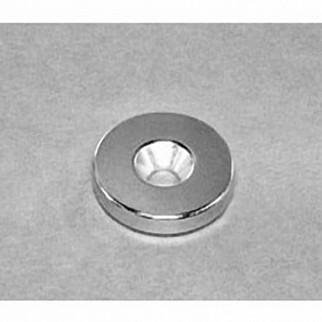 RE22CS-N Neodymium Ring Magnet, 7/8" od x 1/8" thick with countersunk hole for 8 screw